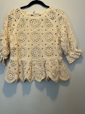 NWT Solitaire 95% Cotton Cream Knit Sweater